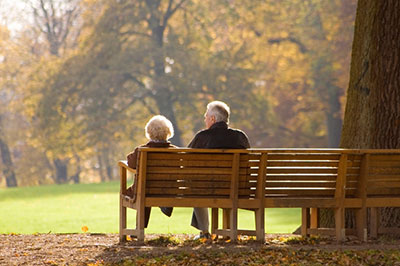 Elderly couple in park